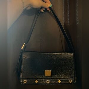 MCM Black Leather Shoulder Bag